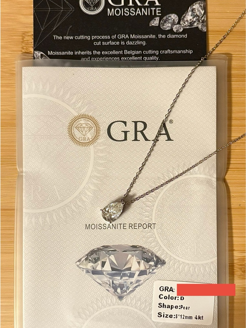 A GORGEOUS certified 4ct pear-cut Moissanite pendant necklace in sterling & 18k - Picture 12 of 14